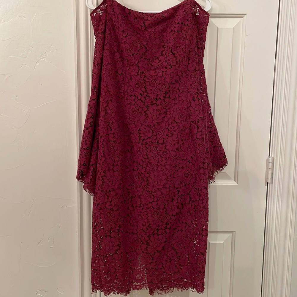 Bardot Lace Off the Shoulder Midi Dress
